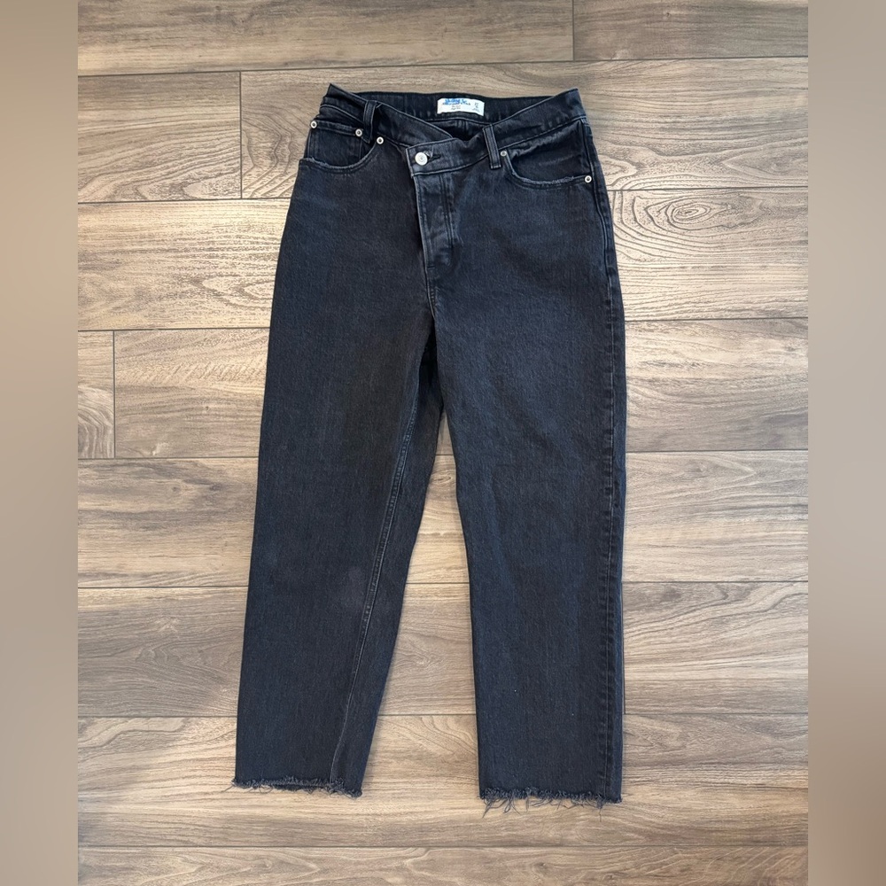 Abercrombie & Fitch Women's Black Jeans high waisted side button - SHORT